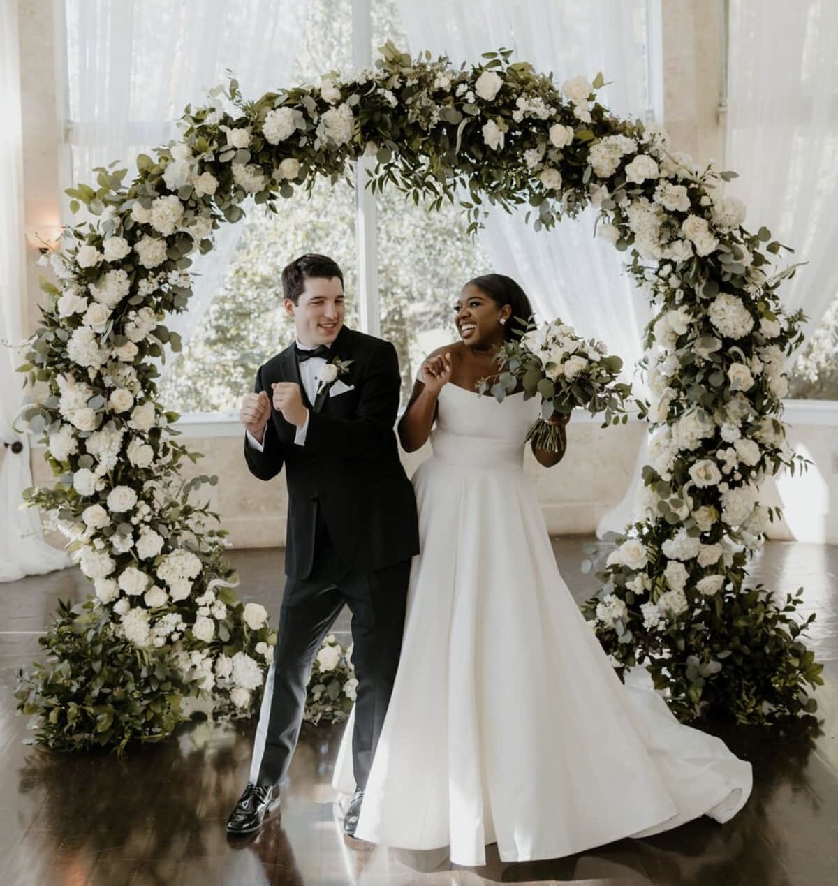 Happy married couple dancing